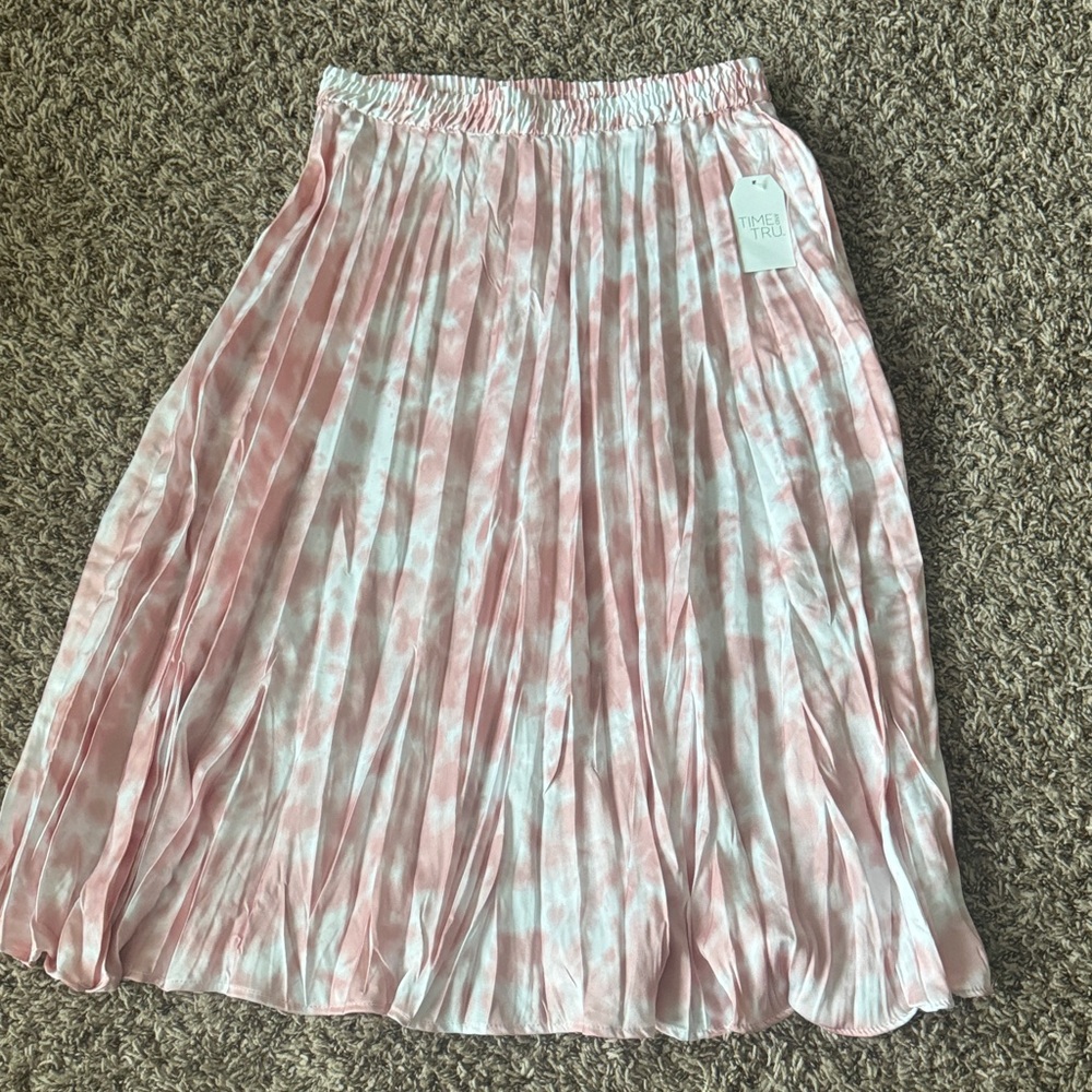 Time and Tru Pink and White A-Line Skirt